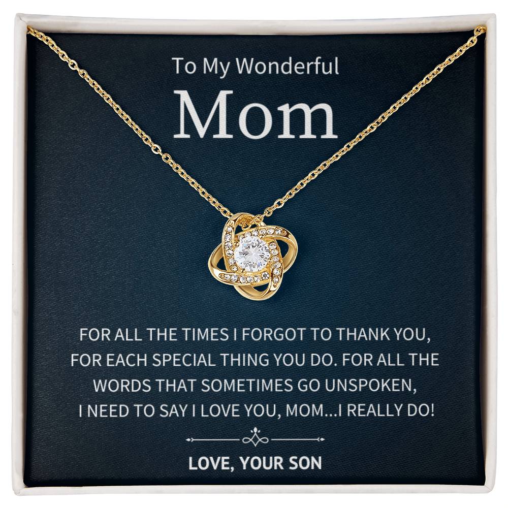 Unspoken Words - To My Mom From Son - Love Knot Necklace