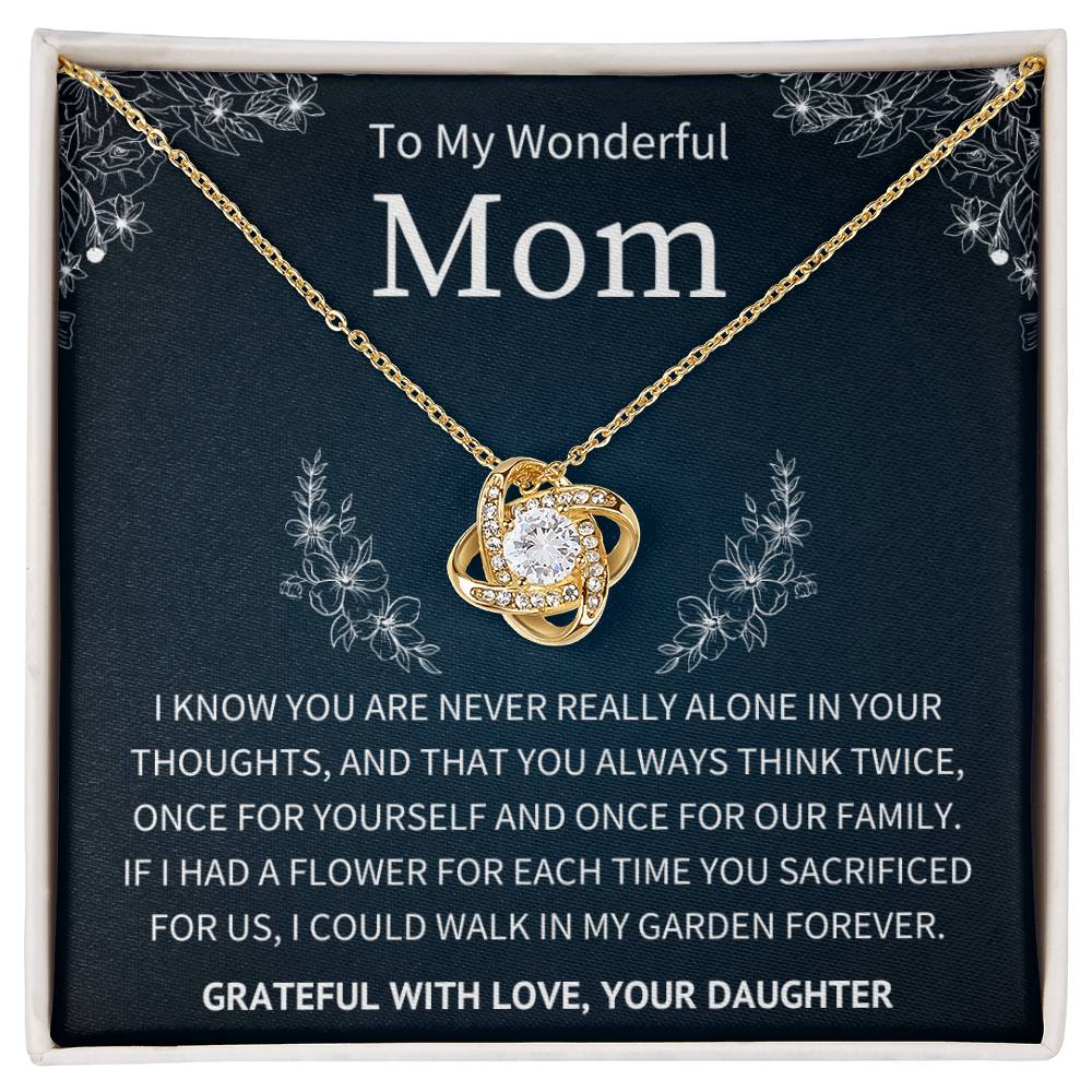 Think Twice Garden of Sacrifice - To My Mom From Daughter - Love Knot Necklace