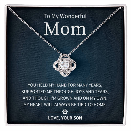 Heart at Home - To My Mom From Son - Love Knot Necklace