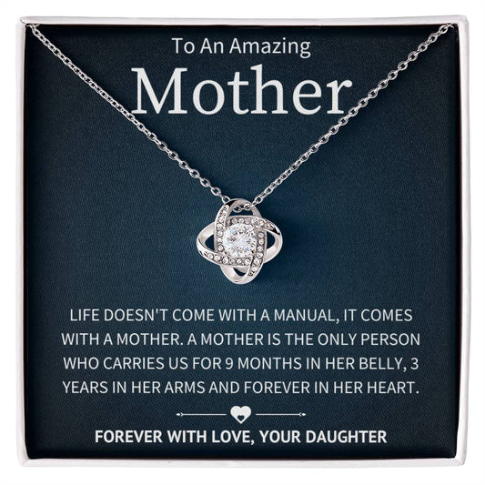 Mother Like No Other - To My Mother From Daughter - Love Knot Necklace