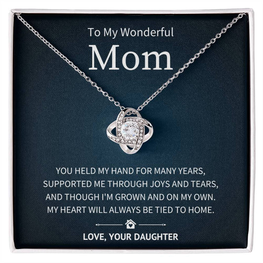 Heart at Home - To My Mom From Daughter - Love Knot Necklace