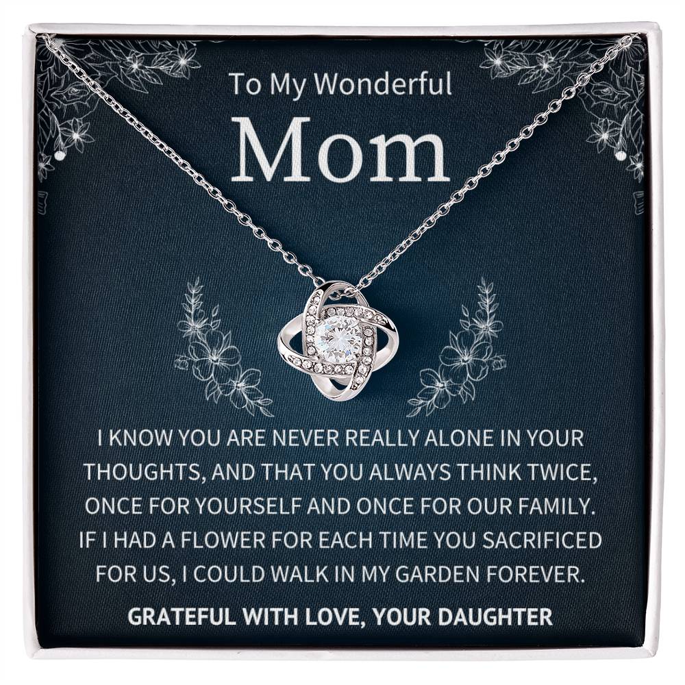 Think Twice Garden of Sacrifice - To My Mom From Daughter - Love Knot Necklace