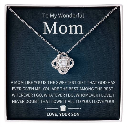 Gift From God - To My Mom From Son - Love Knot Necklace