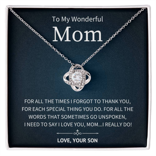 Unspoken Words - To My Mom From Son - Love Knot Necklace