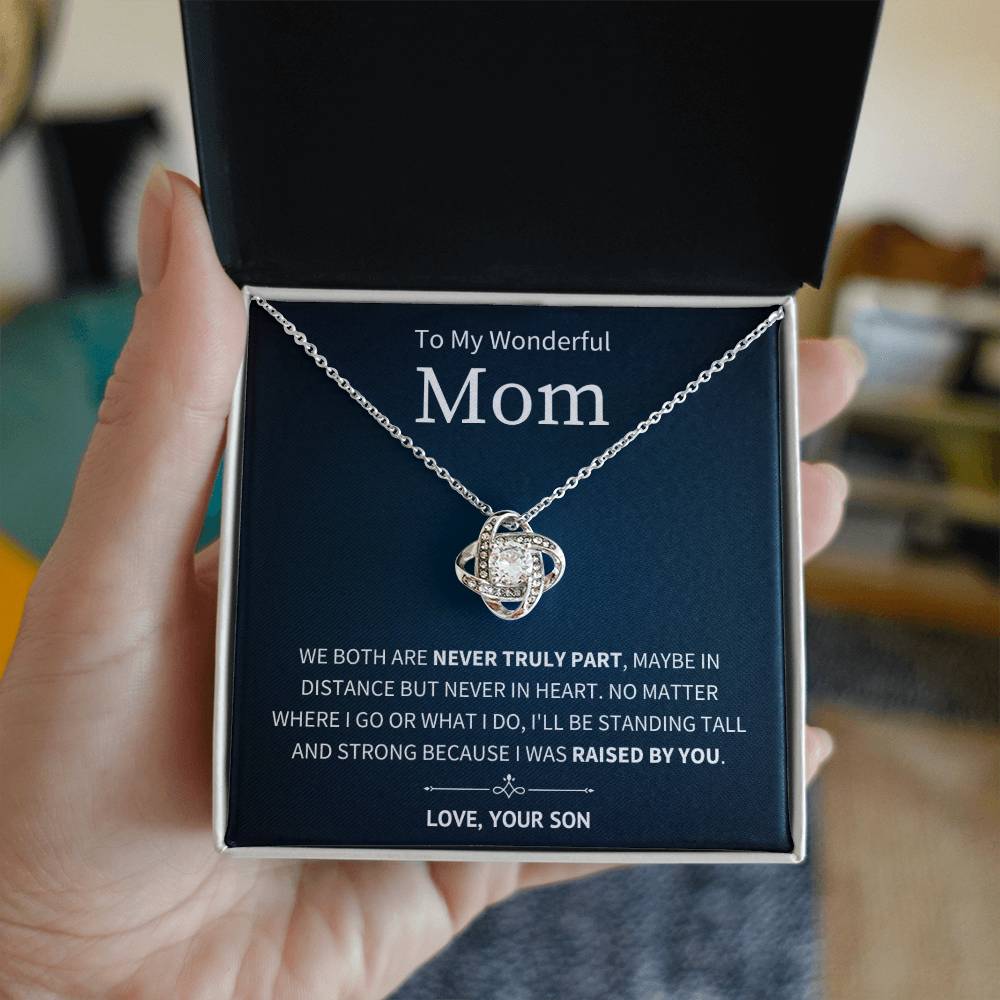 Never Truly Apart - To My Mom From Son - Love Knot Necklace