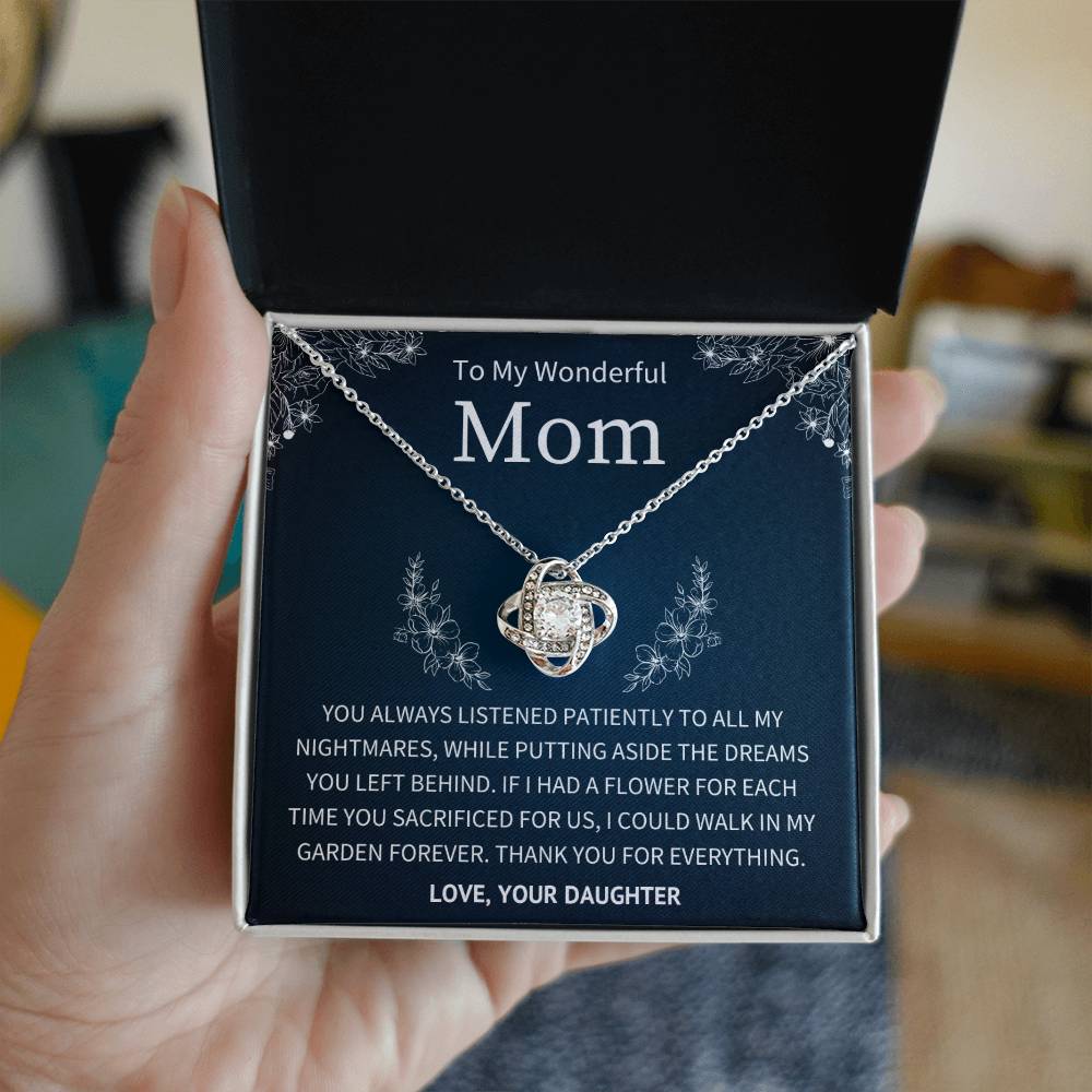 Patiently Listen Garden of Sacrifice - To My Mom From Daughter - Love Knot Necklace